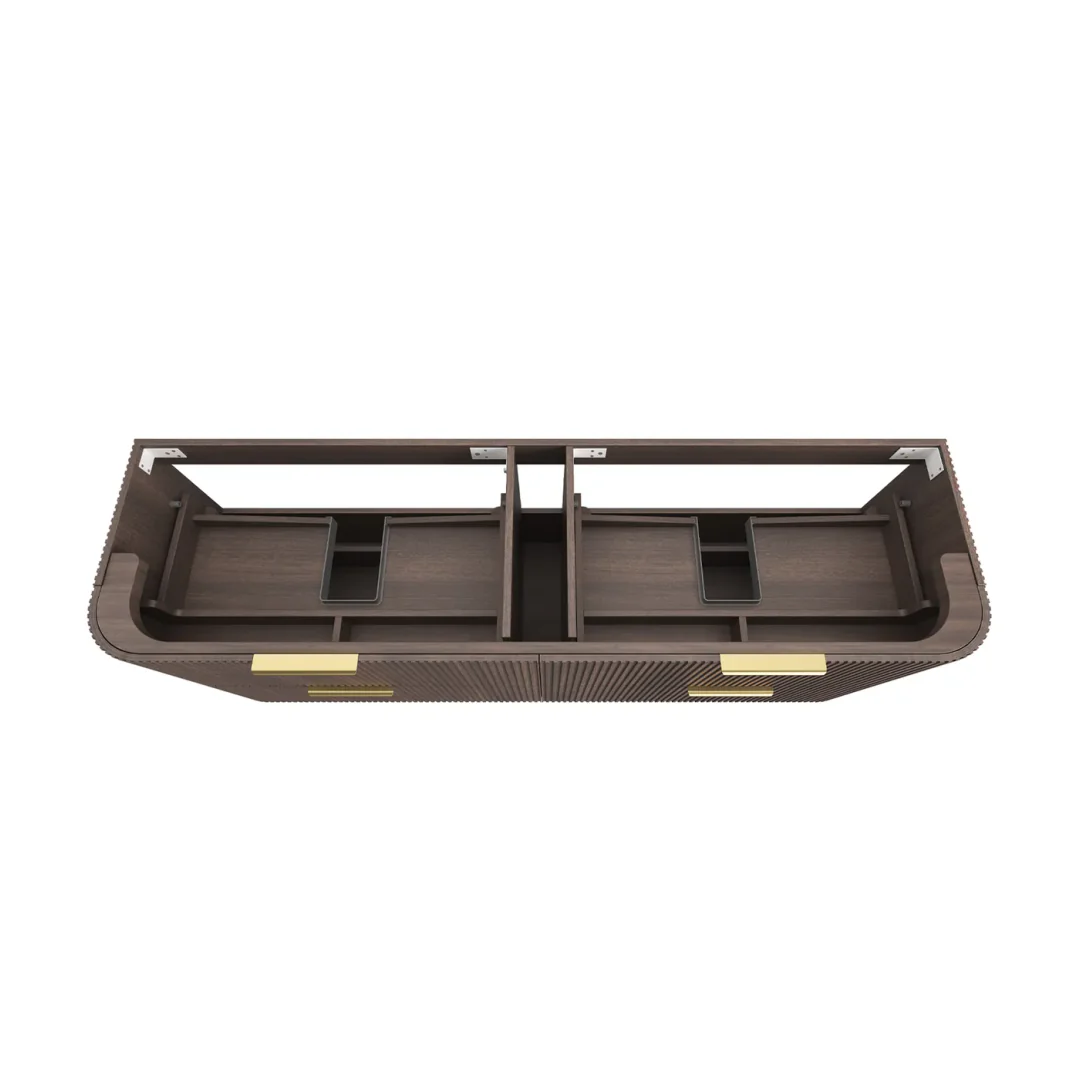 Otti Hanava 1800 Sable Walnut Fluted Wall Hung Curve Vanity With Chloe Silk Top - Image 5