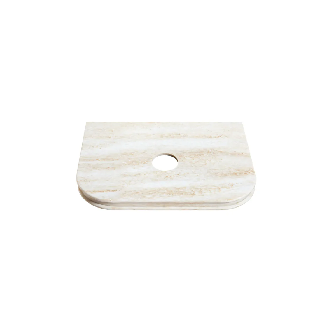 Otti Hanava 600 Sable Walnut Fluted Wall Hung Curve Vanity With Sand Dune English Edge Top - Image 3