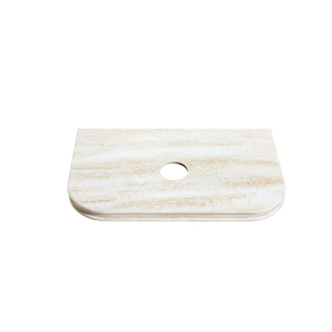 Otti Hanava 750 Sable Walnut Fluted Wall Hung Curve Vanity With Sand Dune English Edge Top - Image 3