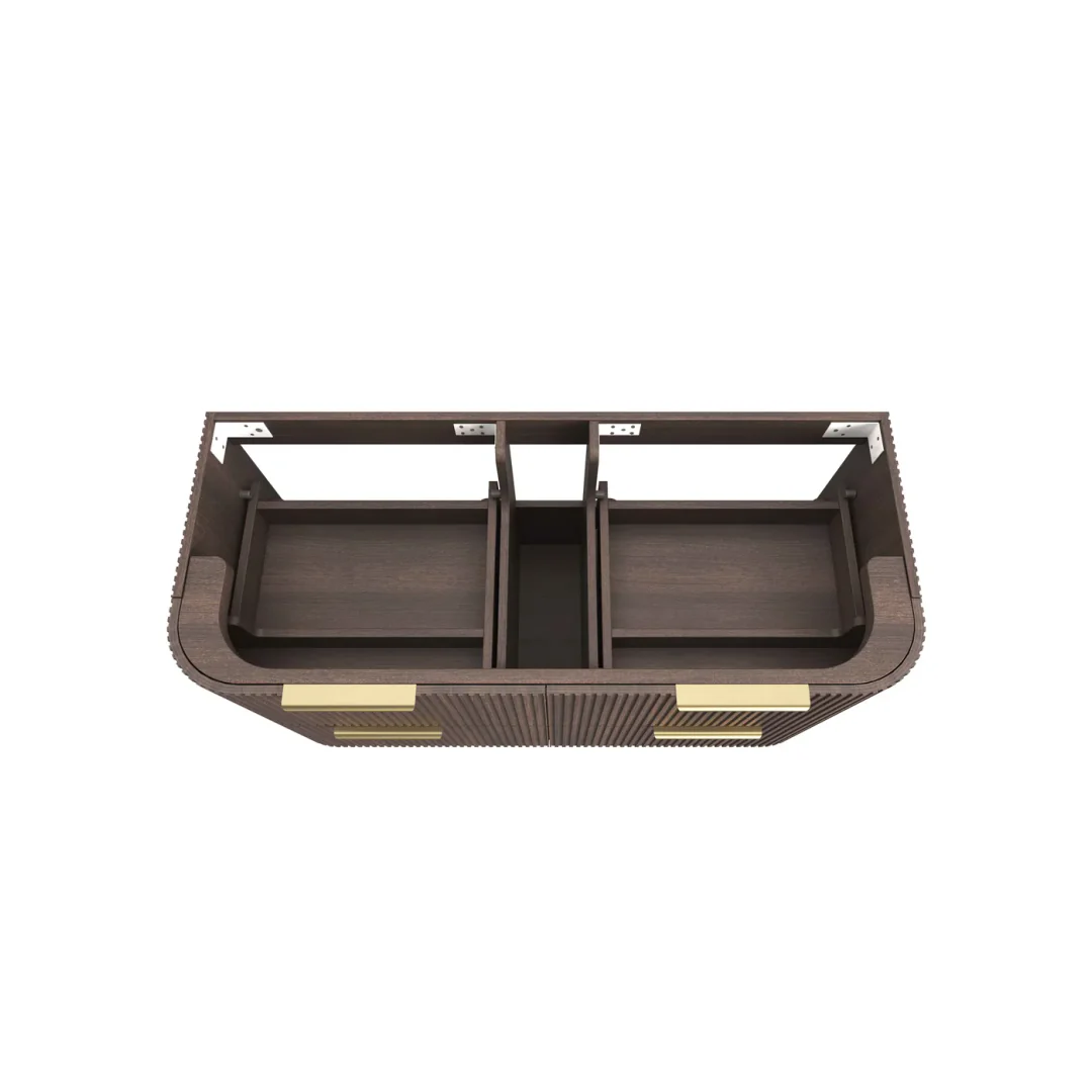 Otti Havana 1200 Sable Walnut Fluted Wall Hung Curve Vanity With Round Basin Moulded Top - Image 4