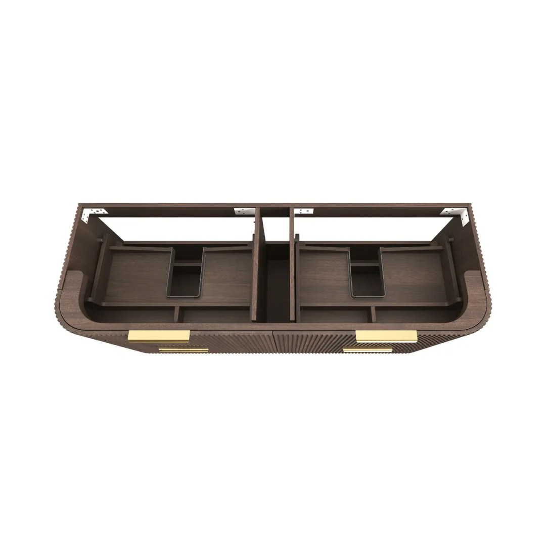 Otti Havana 1500 Sable Walnut Fluted Wall Hung Curve Vanity With Square Basin Moulded Top - Image 3