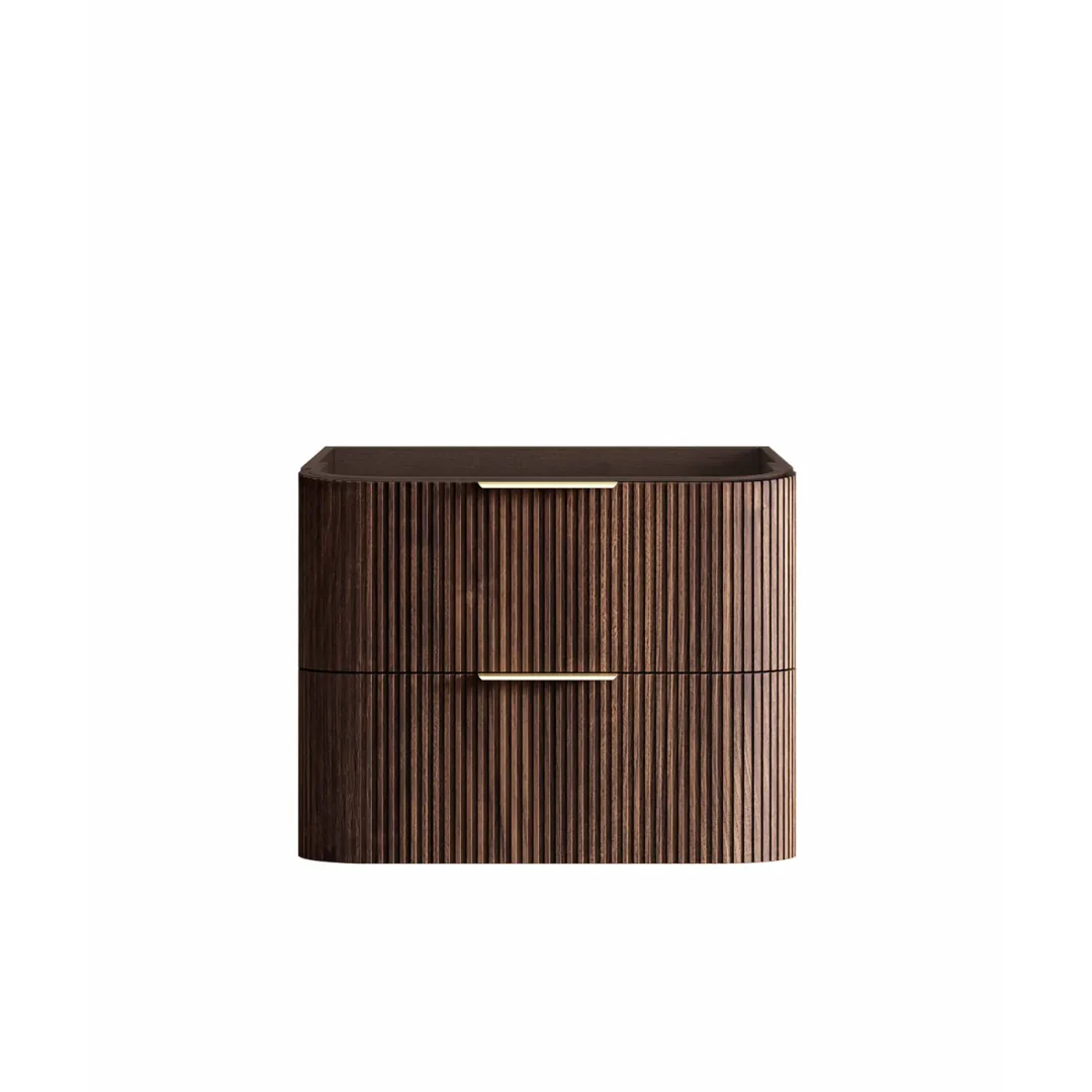 Otti Havana 750 Sable Walnut Fluted Wall Hung Curve Vanity With Round Basin Moulded Top - Image 3