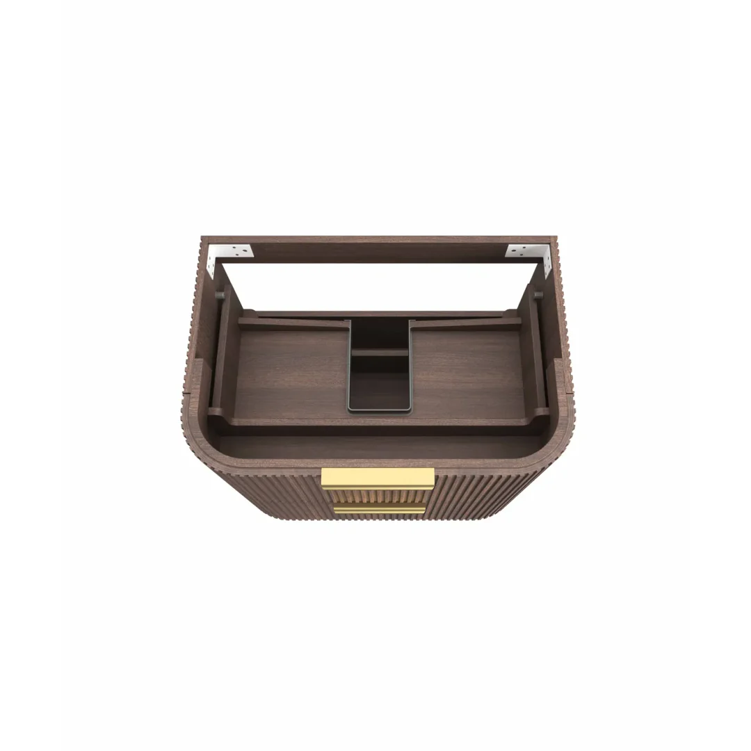 Otti Havana 750 Sable Walnut Fluted Wall Hung Curve Vanity With Round Basin Moulded Top - Image 5