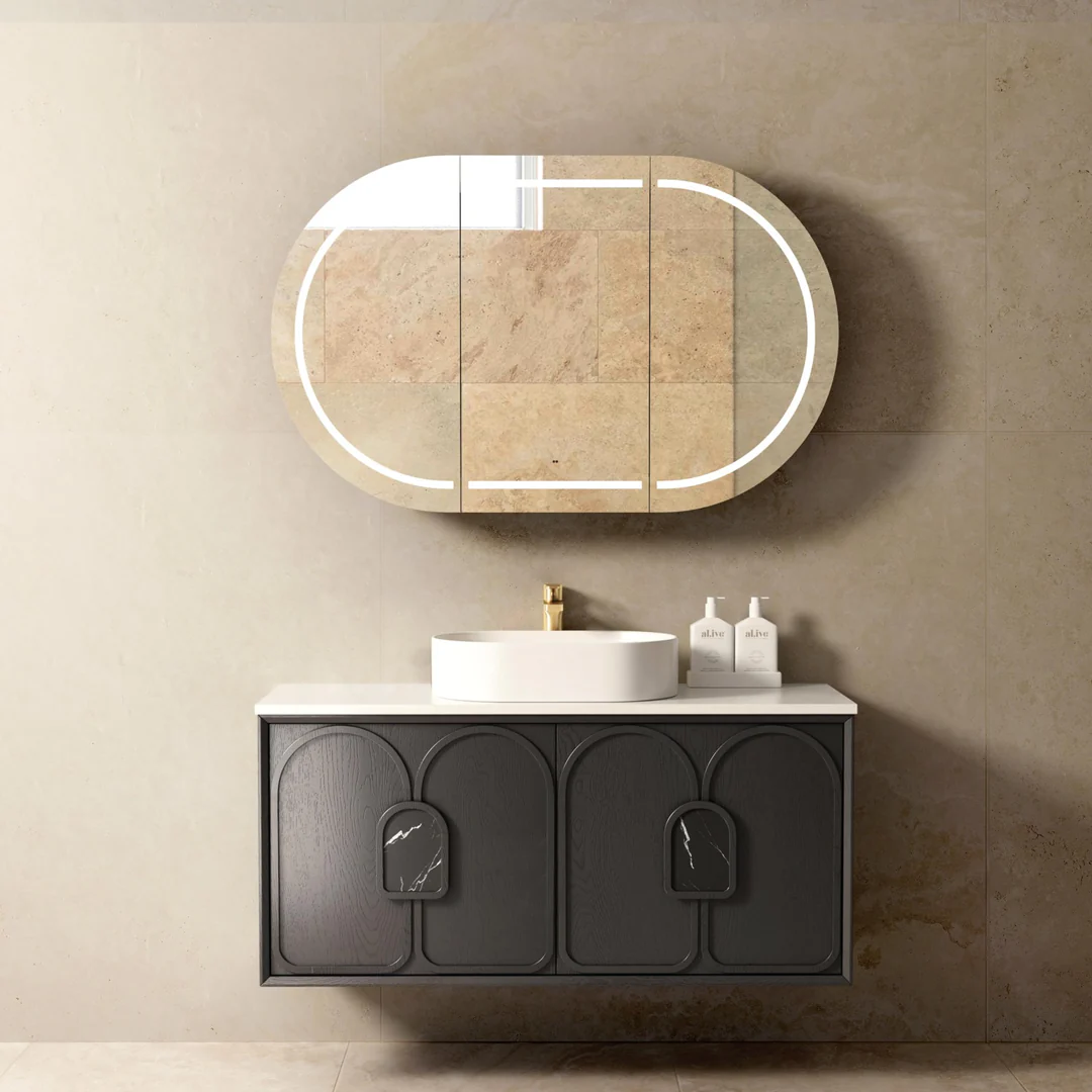 Otti Laguna Black American Oak 1200X460X550 Wall Hung Cabinet