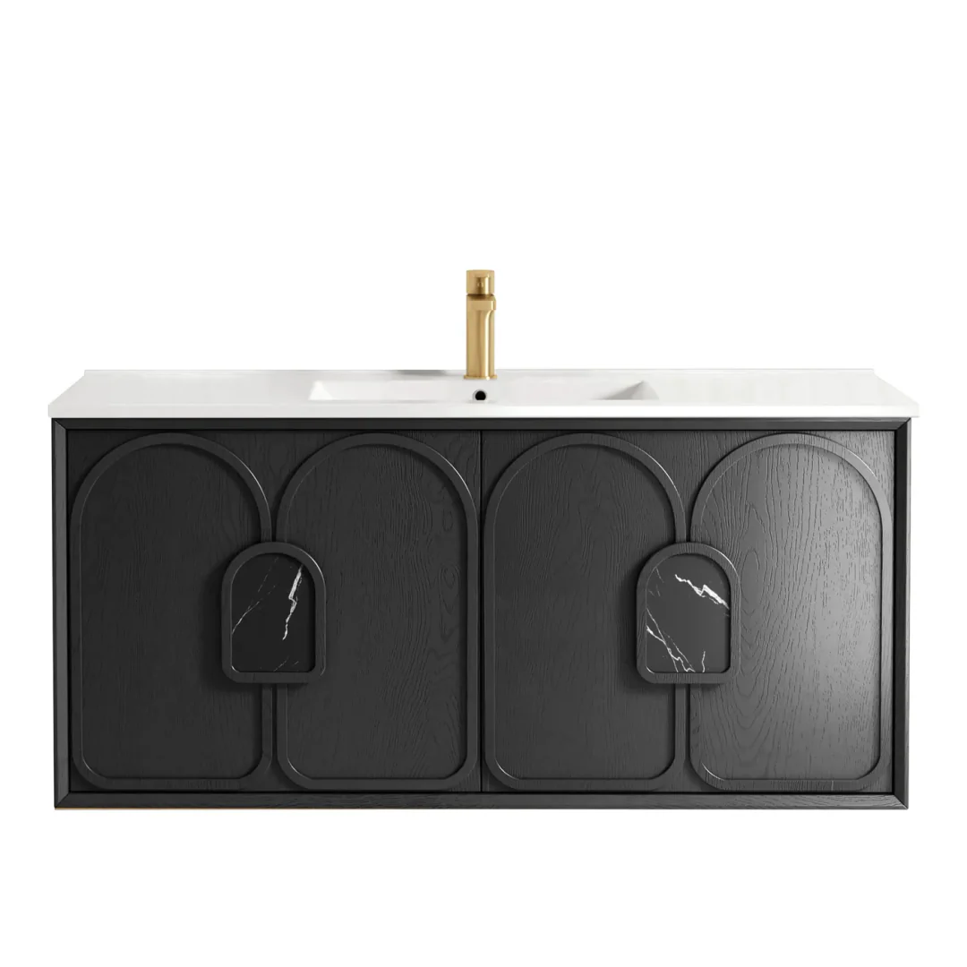 Otti Laguna Mk Ii 1200 Black Oak Wall Hung Vanity With Matte White Top
