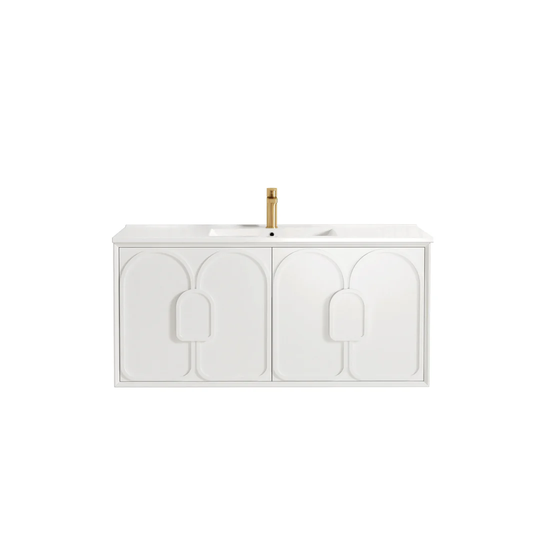 Otti Laguna Mk Ii 1200 Matte White Wall Hung Vanity With Ceramic Top