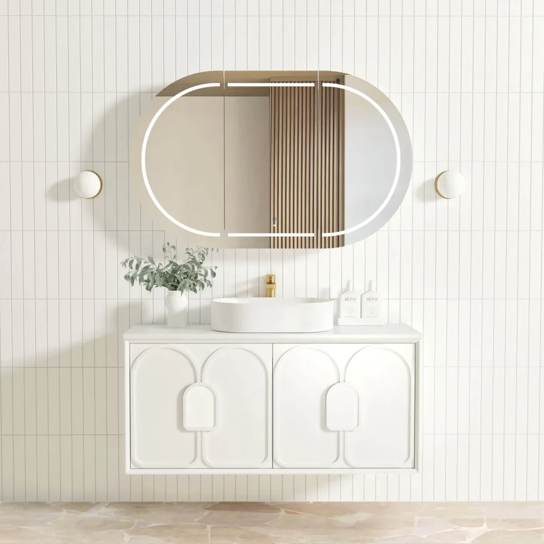 Otti Laguna Mk Ii 1200 Matte White Wall Hung Vanity With Cloudy Carrara Top - Image 3