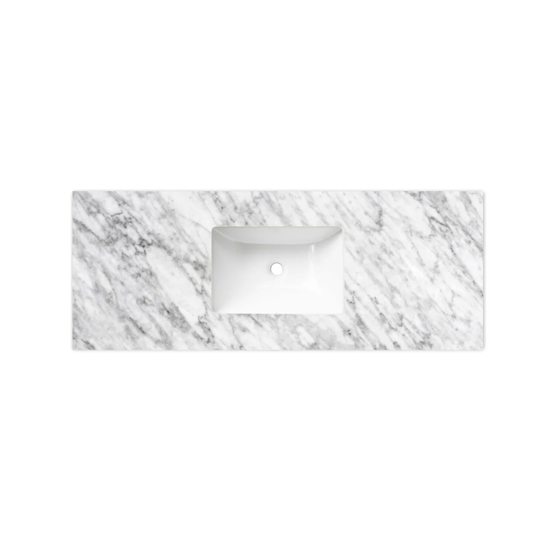 Otti Laguna Mk Ii 1200 Matte White Wall Hung Vanity With U/Mount Carrara Marble Top & Basin - Image 2
