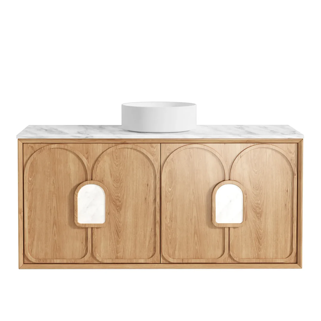 Otti Laguna Mk Ii 1200 Woodland Oak Wall Hung Vanity With Matte White Top