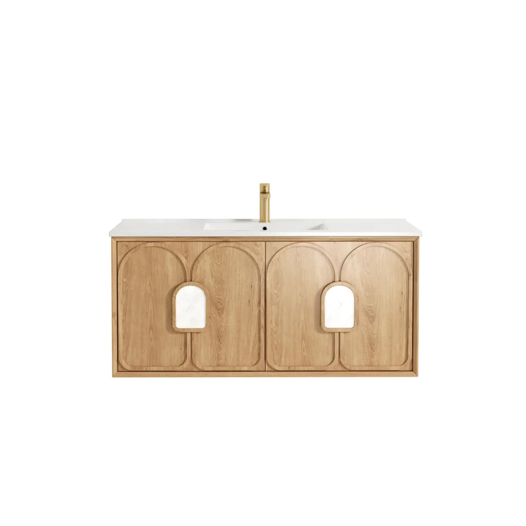 Otti Laguna Mk Ii 1200 Woodland Oak Wall Hung Vanity With Pure White Top