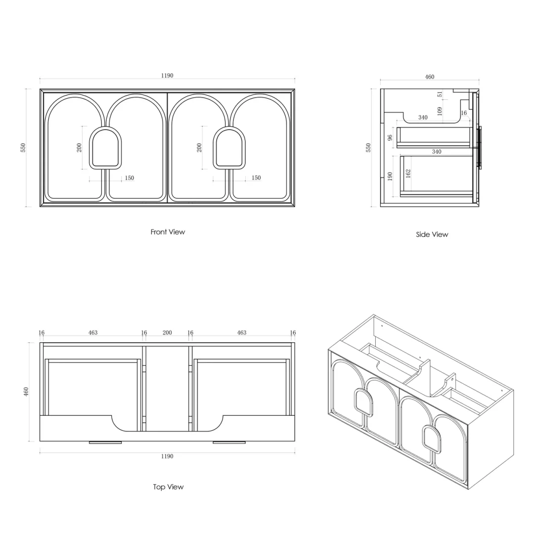 Otti Laguna Mk Ii 1200 Woodland Oak Wall Hung Vanity With Pure White Top - Image 2