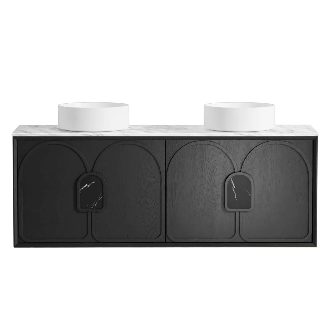 Otti Laguna Mk Ii 1500 Black Oak Wall Hung Vanity With Pure White Top