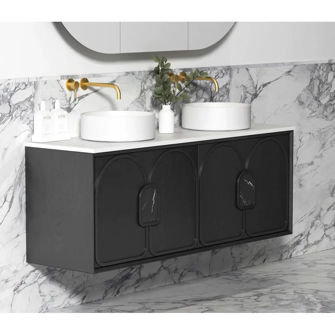 Otti Laguna Mk Ii 1500 Black Oak Wall Hung Vanity With Pure White Top - Image 3