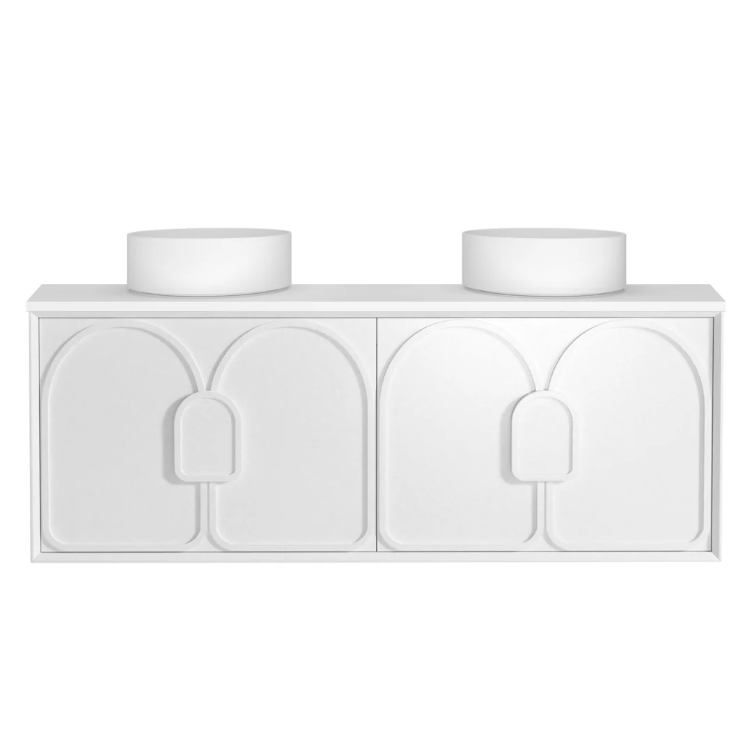 Otti Laguna Mk Ii 1500 Matte White Wall Hung Vanity With Pure White Top