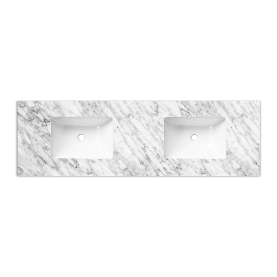 Otti Laguna Mk Ii 1500 Matte White Wall Hung Vanity With U/Mount Carrara Marble Top & Basin - Image 5