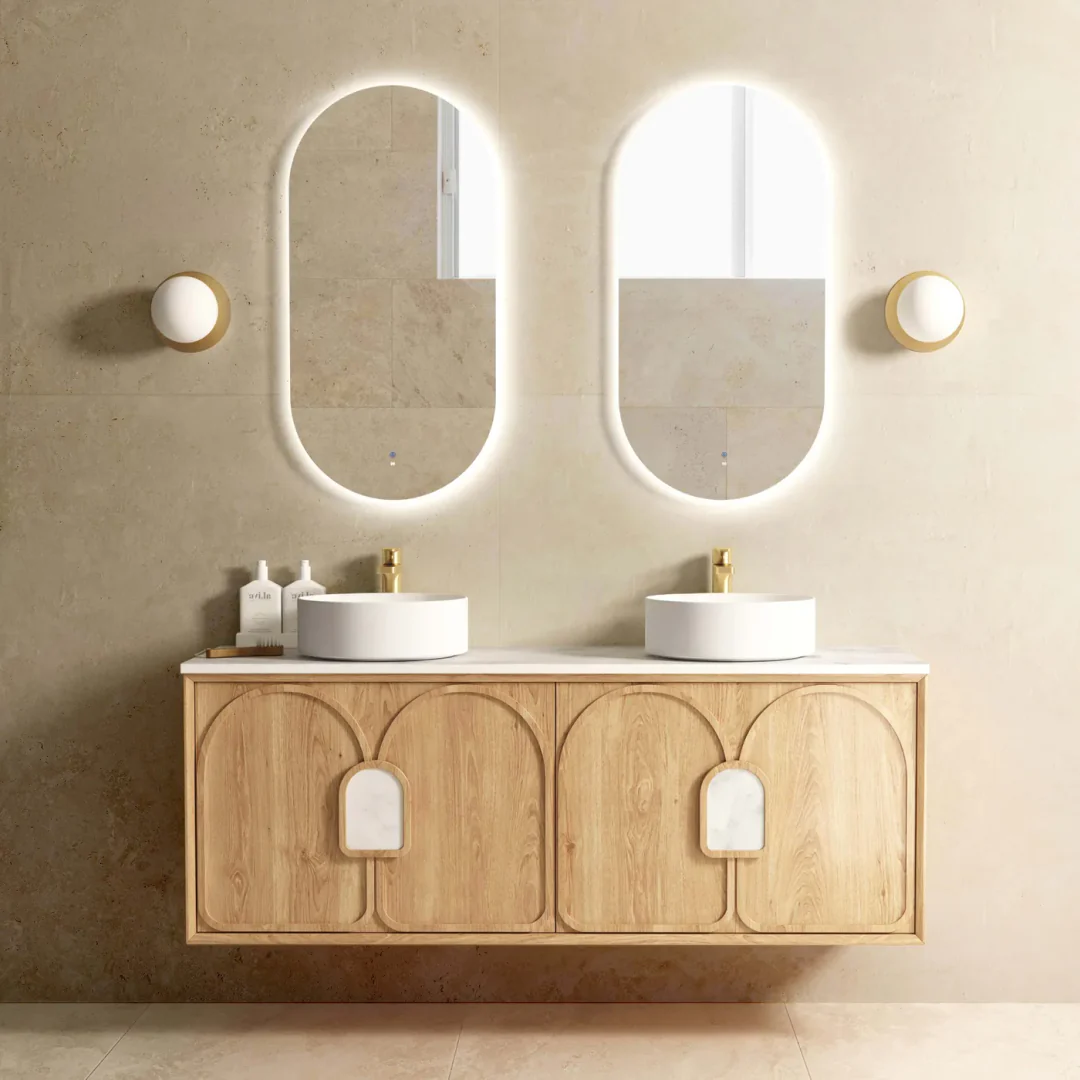 Otti Laguna Mk Ii 1500 Natural Woodland Oak Wall Hung Vanity With Ceramic Top - Image 3
