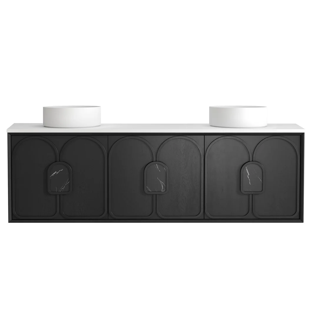 Otti Laguna Mk Ii 1800 Black Oak Wall Hung Vanity With Matte White Top