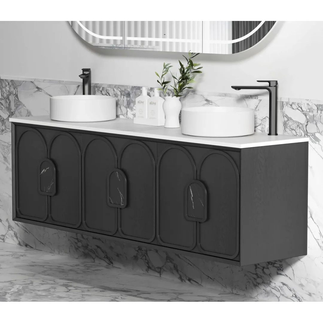 Otti Laguna Mk Ii 1800 Black Oak Wall Hung Vanity With Matte White Top - Image 4