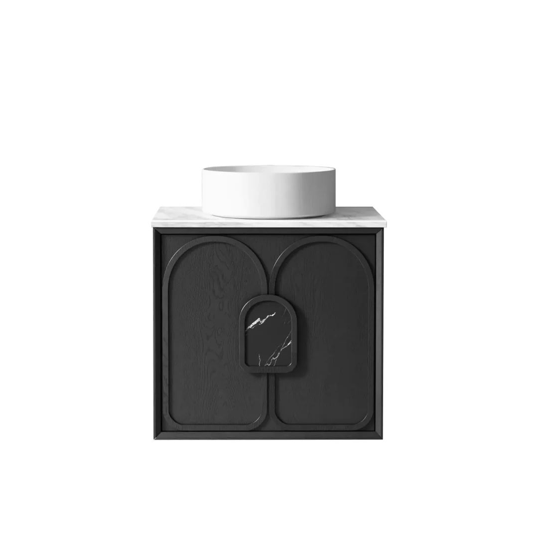 Otti Laguna Mk Ii 600 Black Oak Wall Hung Vanity With Pure White Top