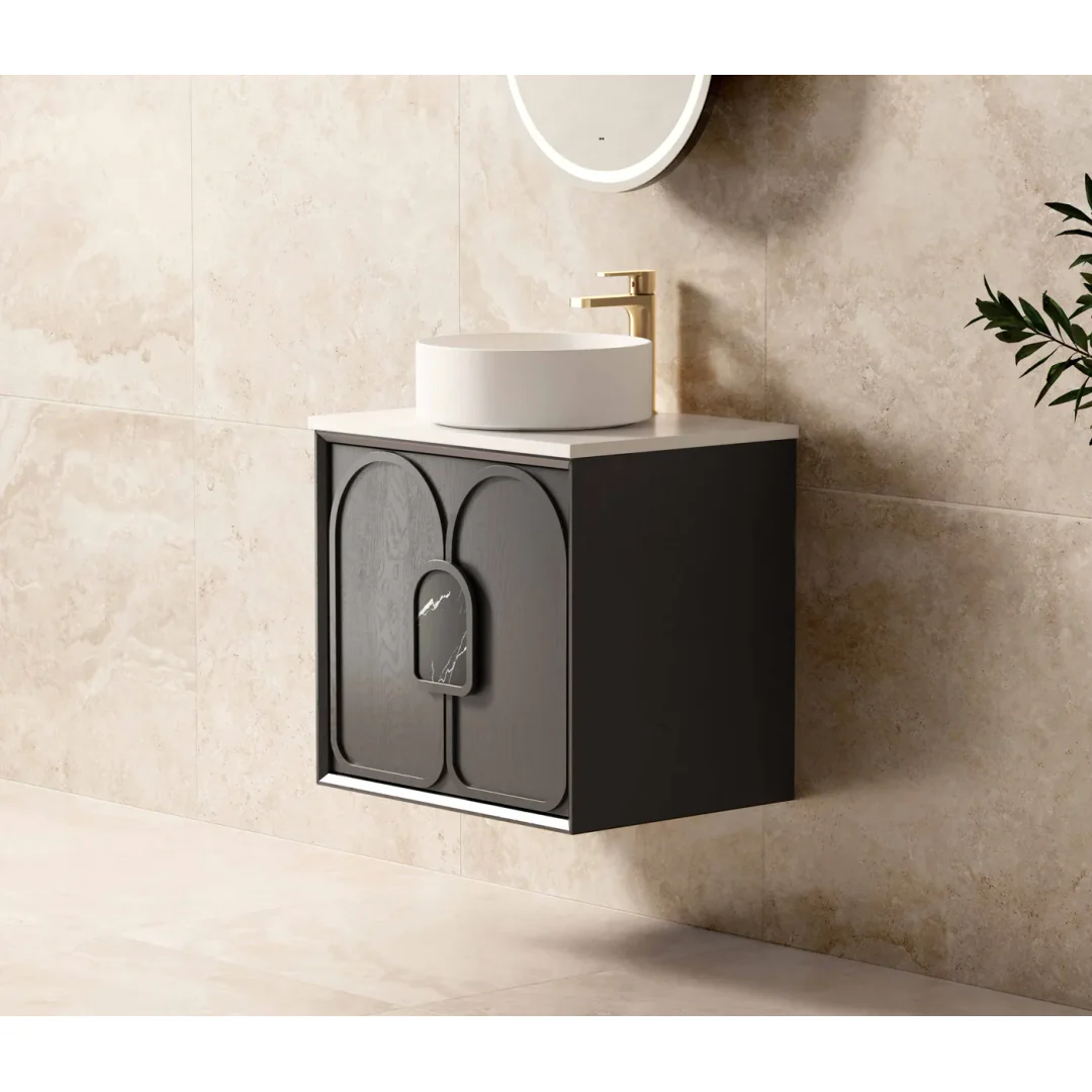 Otti Laguna Mk Ii 600 Black Oak Wall Hung Vanity With Pure White Top - Image 4