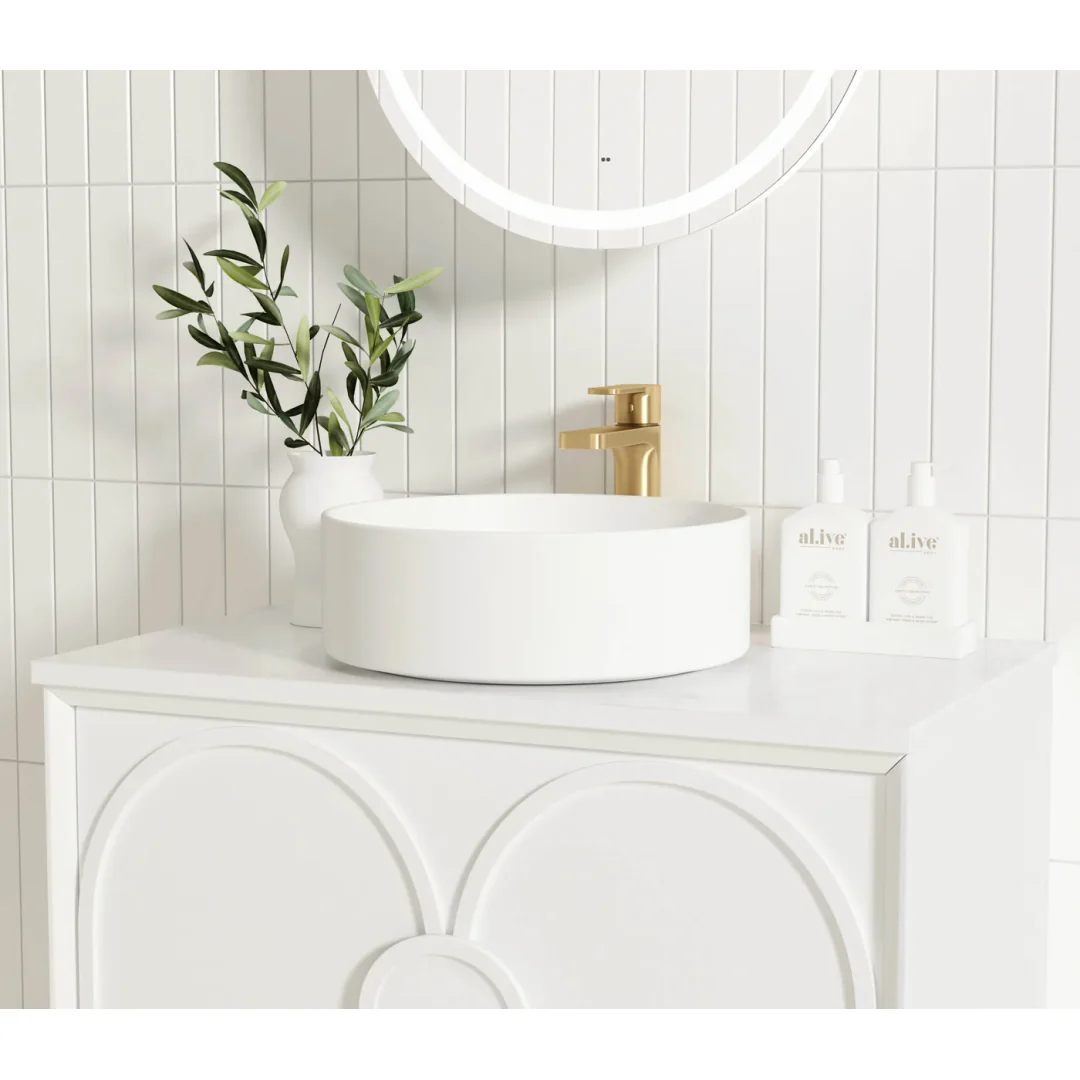 Otti Laguna Mk Ii 600 Matte White Wall Hung Vanity With Carrara Marble Top - Image 6