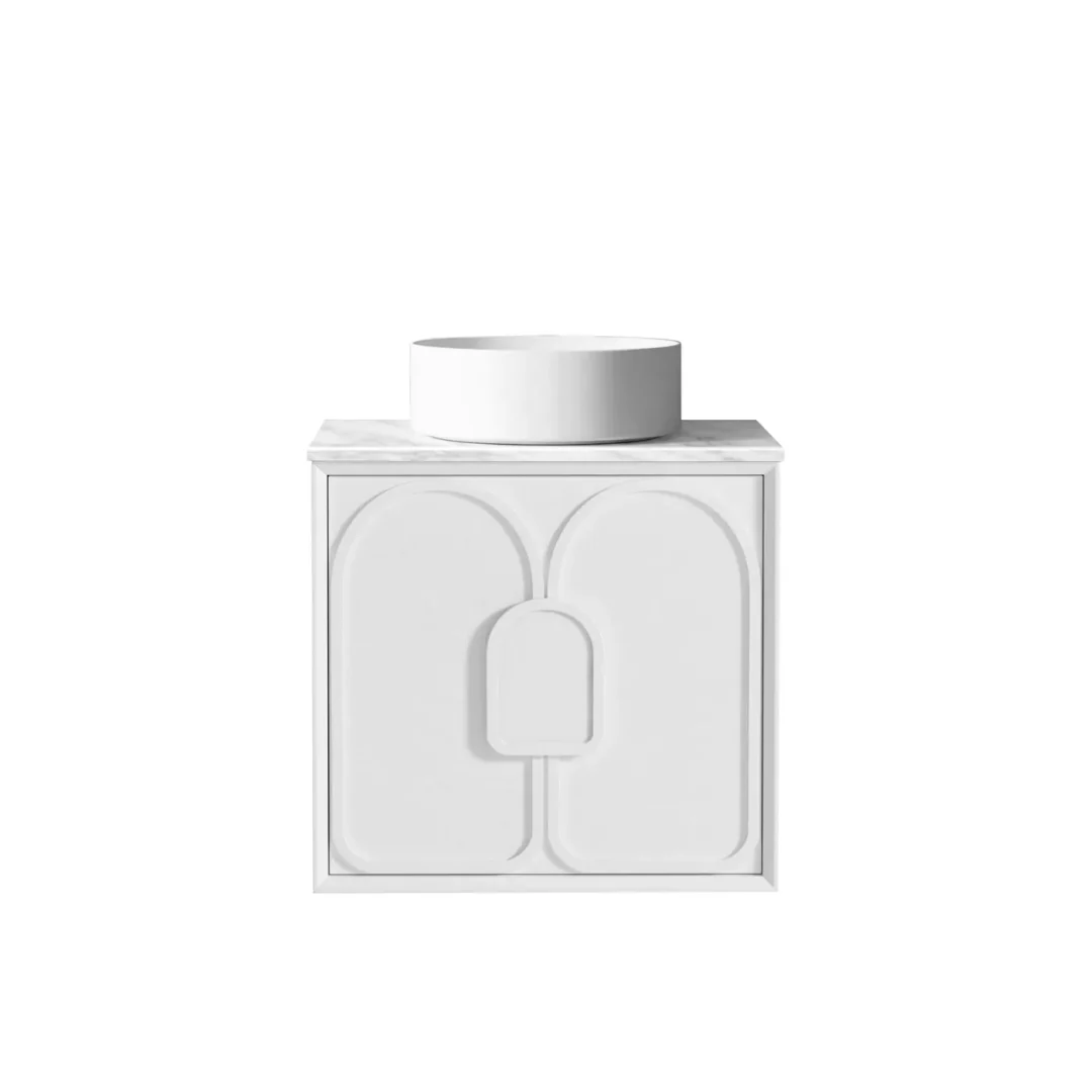 Otti Laguna Mk Ii 600 Matte White Wall Hung Vanity With Pure White Top