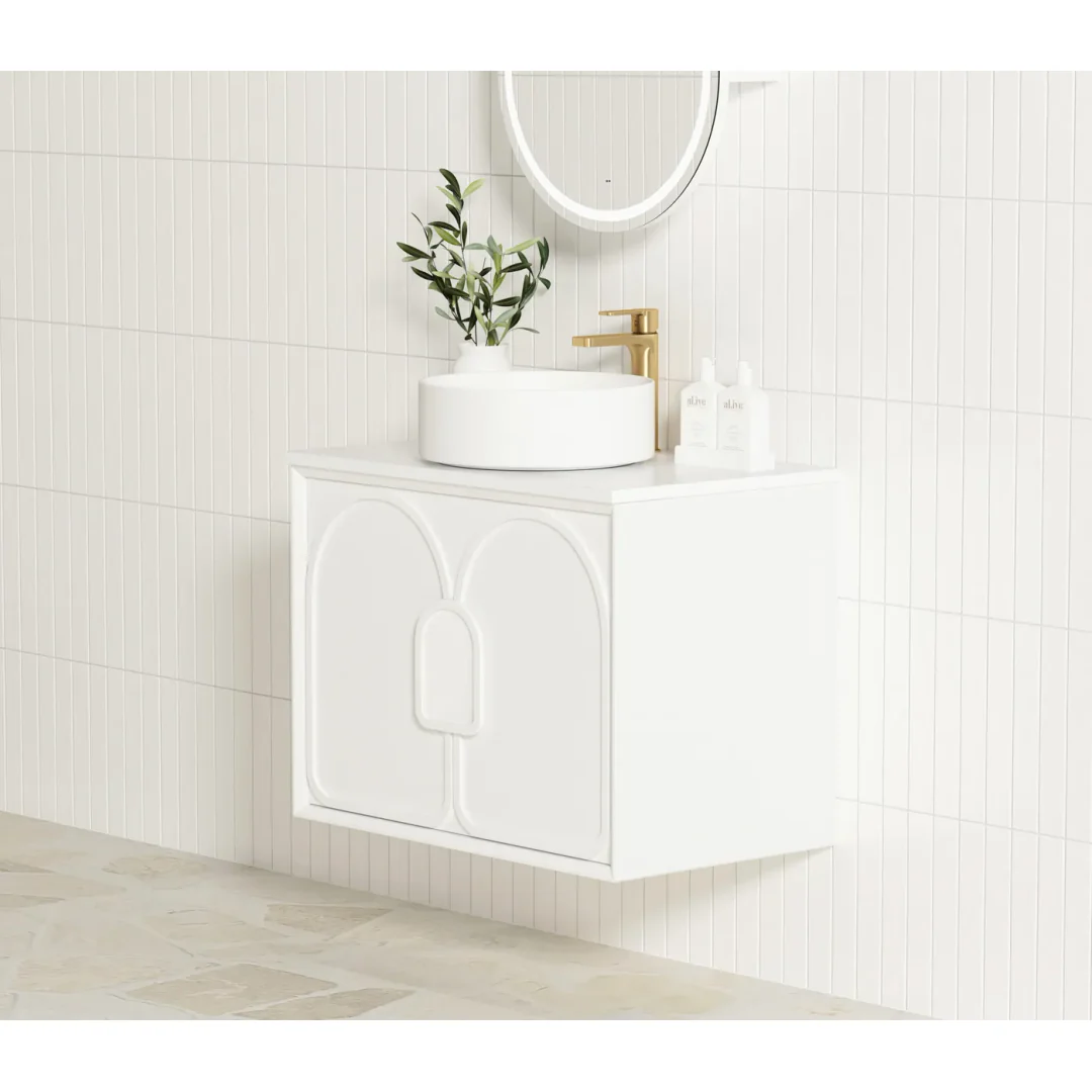 Otti Laguna Mk Ii 600 Matte White Wall Hung Vanity With Pure White Top - Image 5