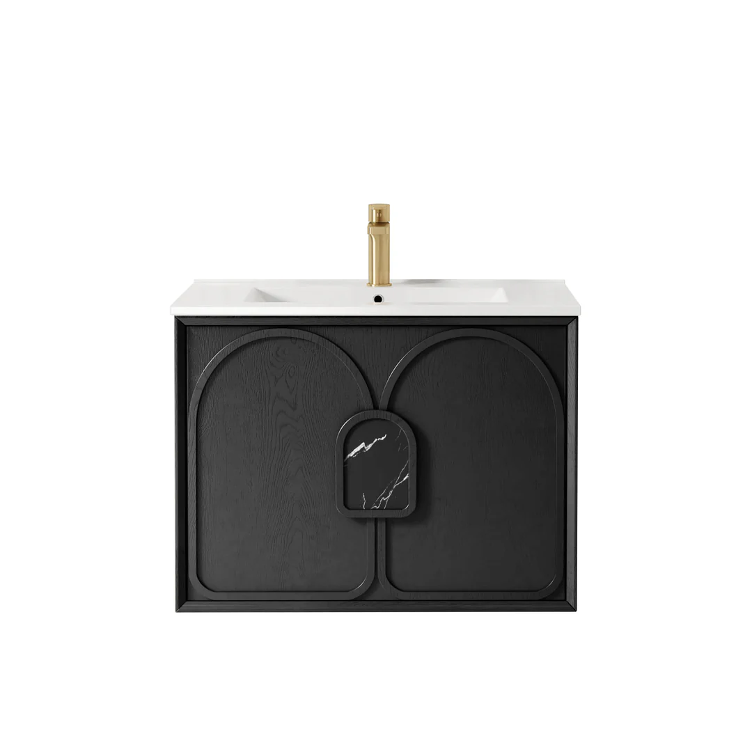 Otti Laguna Mk Ii 750 Black Oak Wall Hung Vanity With Ceramic Top