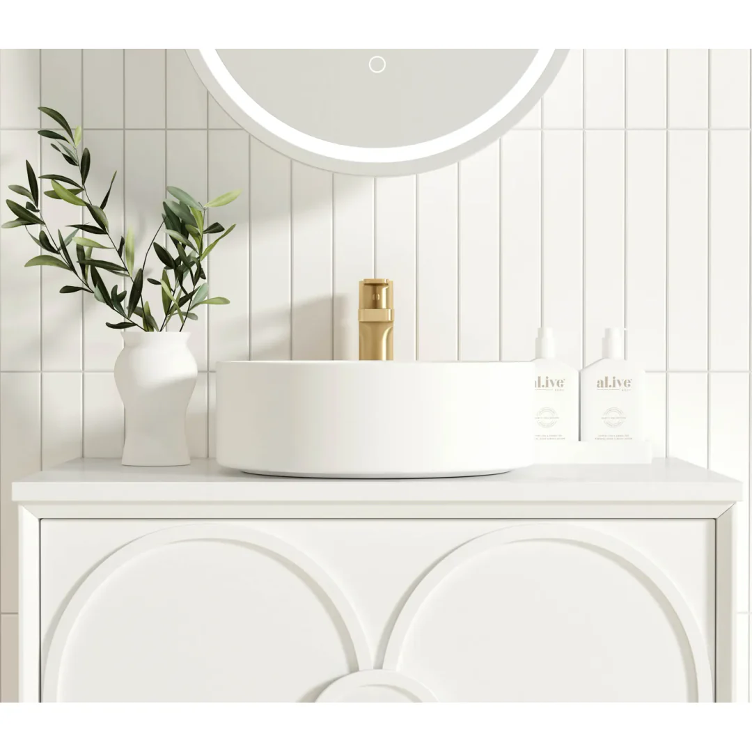 Otti Laguna Mk Ii 750 Matte White Wall Hung Vanity With Pure White Top - Image 5