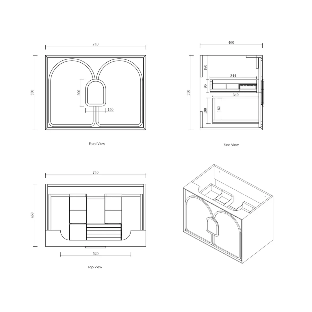 Otti Laguna Mk Ii 750 Matte White Wall Hung Vanity With U/Mount Carrara Marble Top & Basin - Image 2