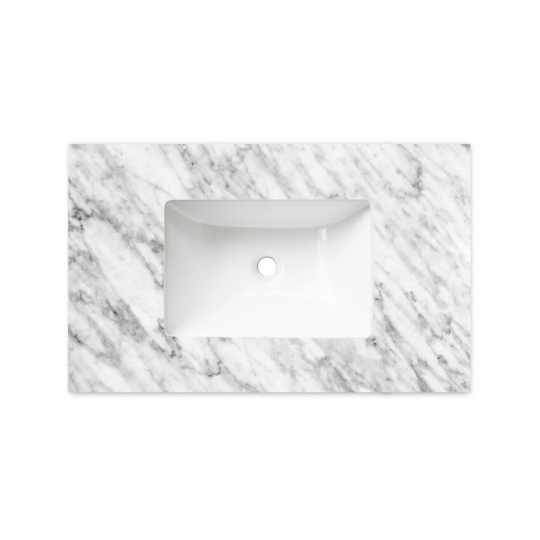 Otti Laguna Mk Ii 750 Matte White Wall Hung Vanity With U/Mount Carrara Marble Top & Basin - Image 3