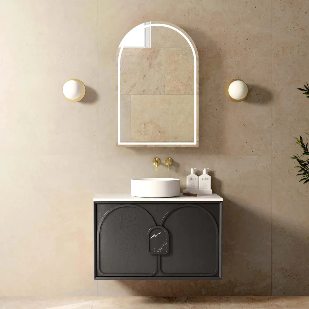 Otti Laguna Mk Ii 900 Black Oak Wall Hung Vanity With Matte White Top - Image 3