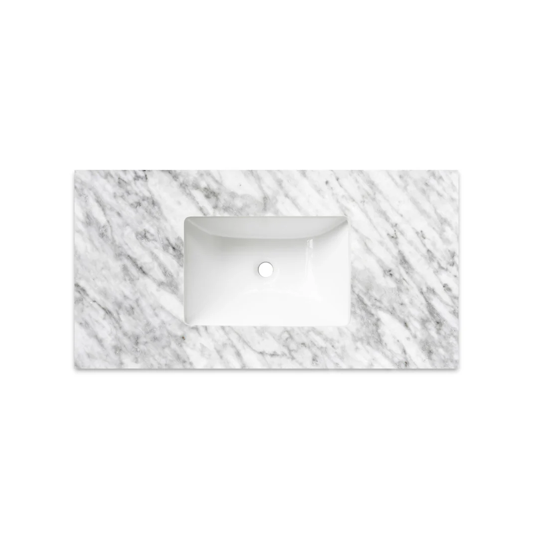 Otti Laguna Mk Ii 900 Black Oak Wall Hung Vanity With U/Mount Carrara Marble Top & Basin - Image 3