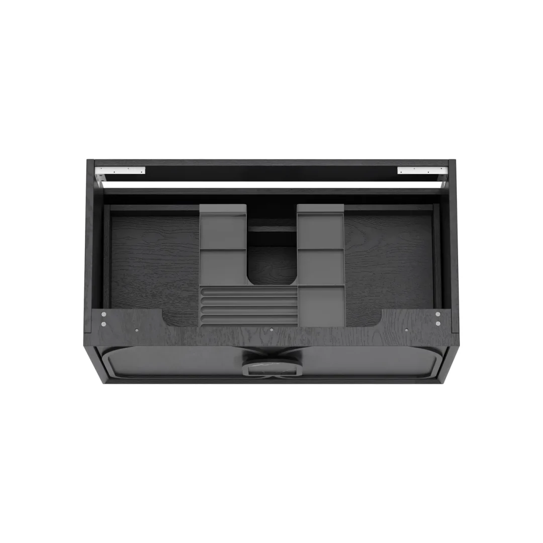 Otti Laguna Mk Ii 900 Black Oak Wall Hung Vanity With U/Mount Carrara Marble Top & Basin - Image 5