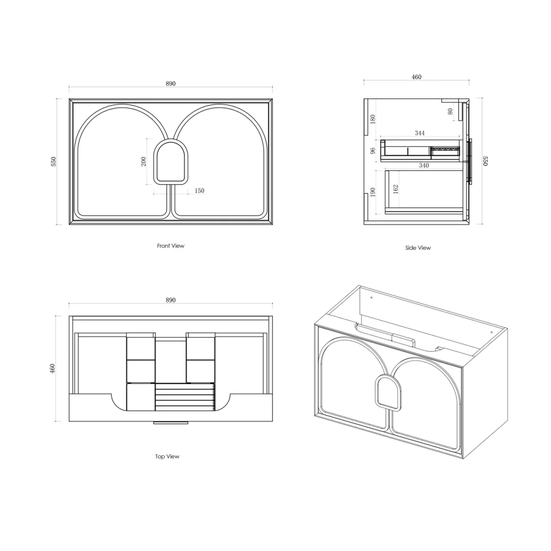 Otti Laguna Mk Ii 900 Matte White Wall Hung Cabinet Only - Image 2