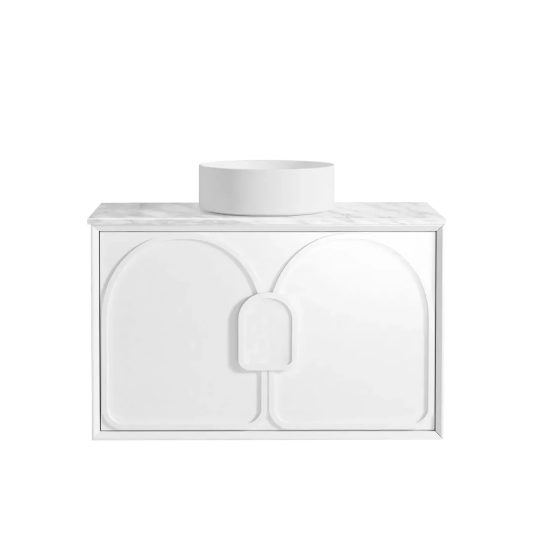 Otti Laguna Mk Ii 900 Matte White Wall Hung Vanity With Ceramic Top