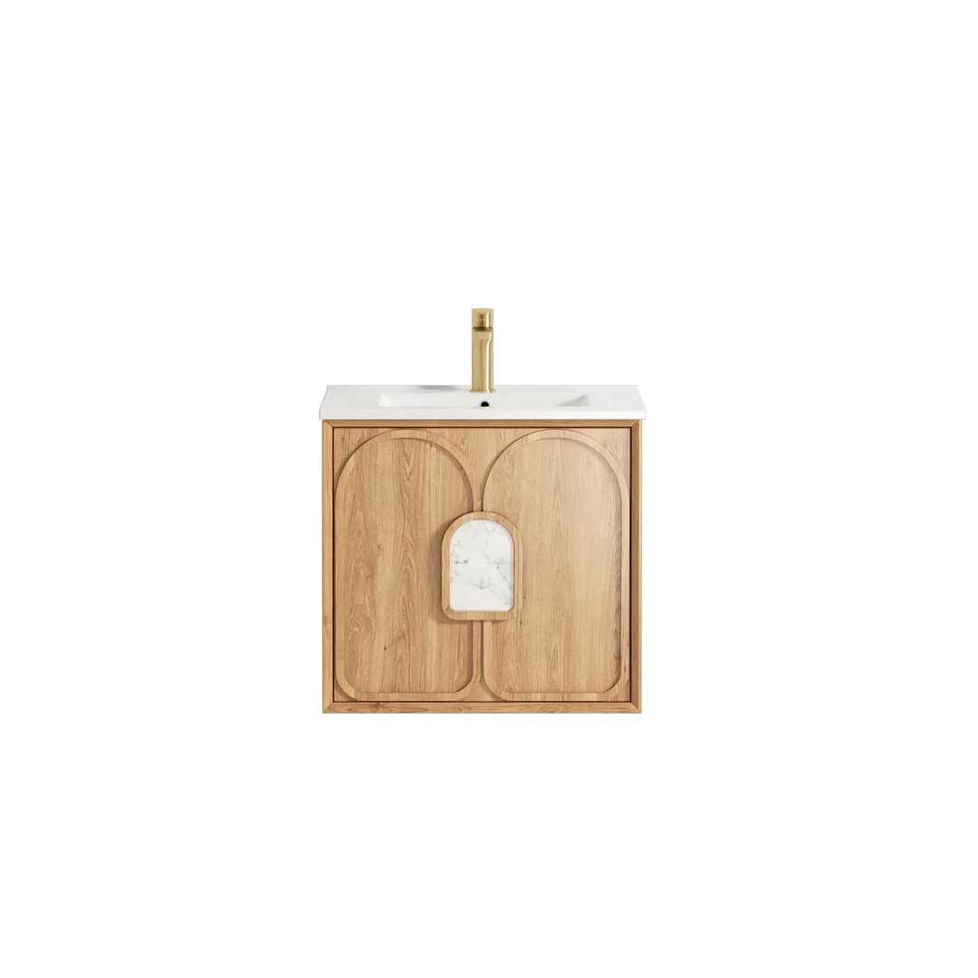 Otti Laguna Natural American Oak 600X460 Plywood Vanity With Slimline Ceramic Top - Image 2