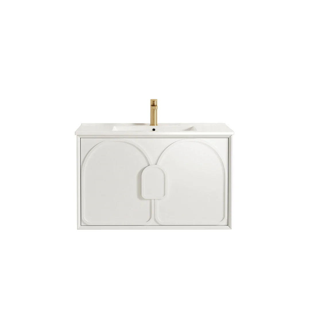 OTTI LAGUNA SATIN WHITE 900X460 PLYWOOD VANITY WITH SLIMLINE CERAMIC TOP
