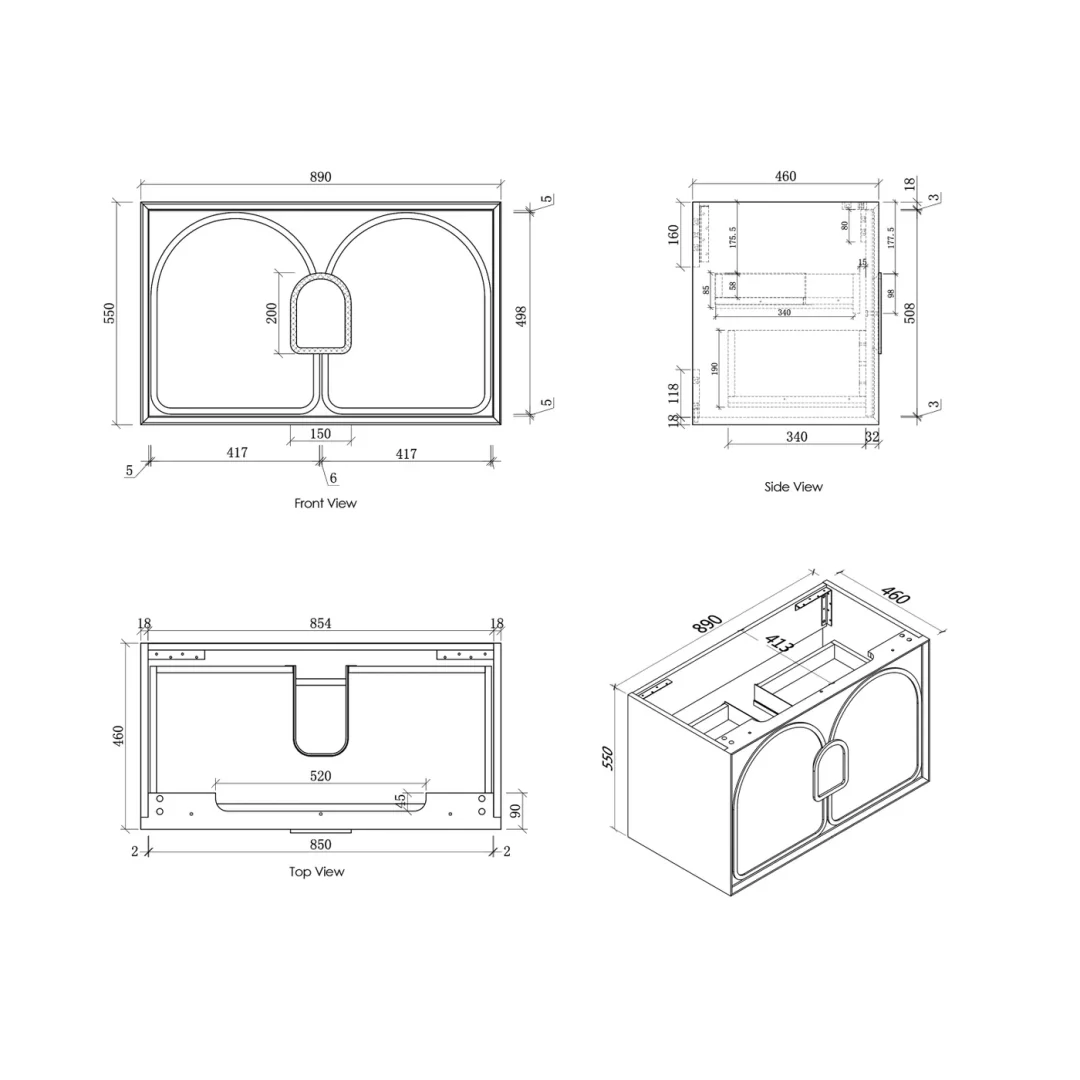 OTTI LAGUNA SATIN WHITE 900X460 PLYWOOD VANITY WITH SLIMLINE CERAMIC TOP - Image 2