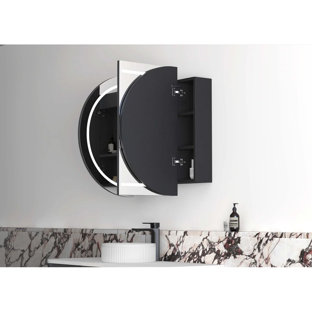 OTTI LED BONDI 1200X750 SHAVING CABINET BLACK OAK - Image 2