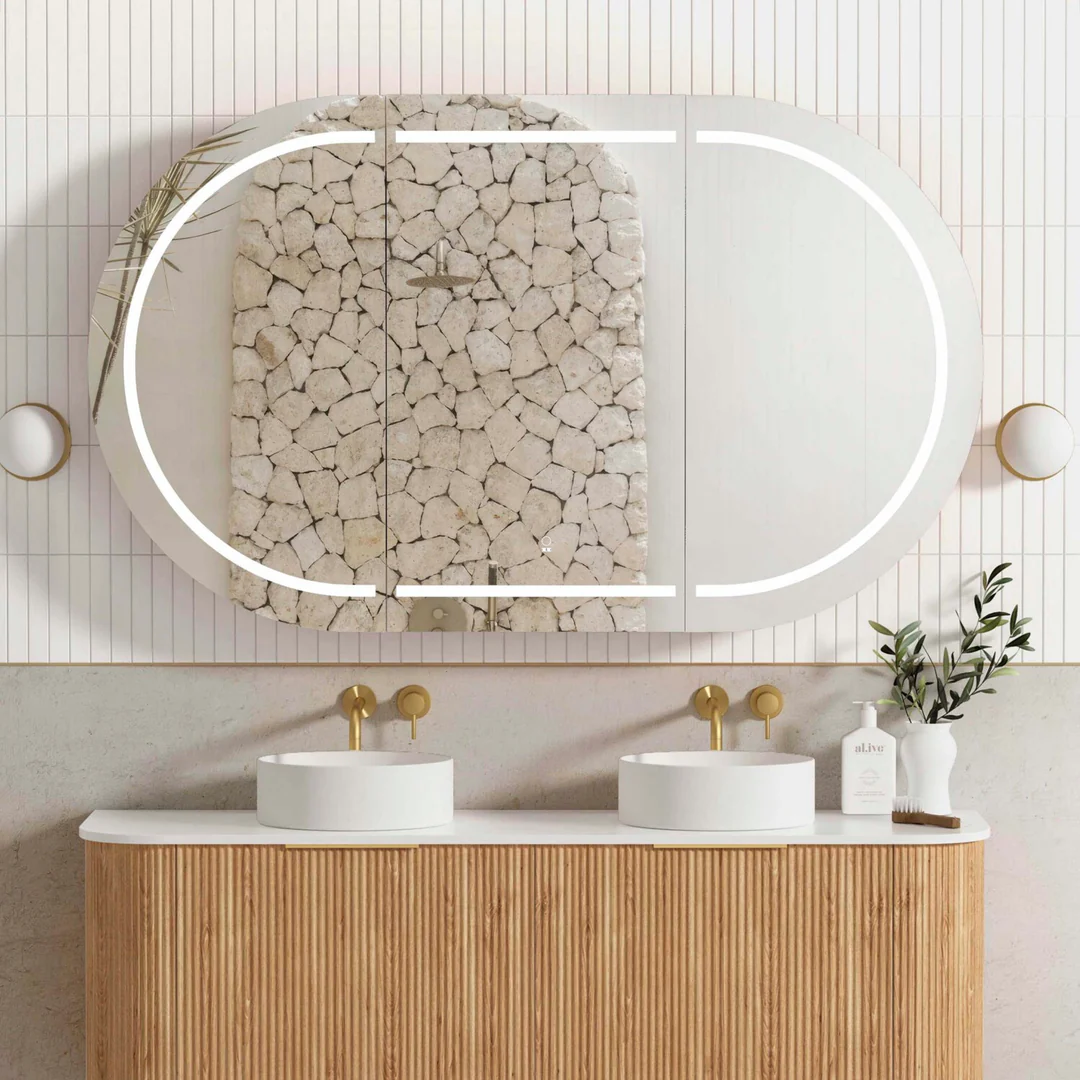 OTTI LED BONDI 1500X900 SHAVING CABINET NATURAL OAK