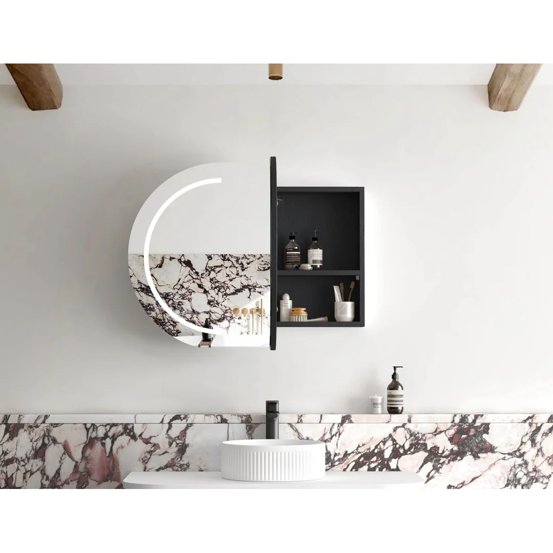 OTTI LED BONDI 900X600 SHAVING CABINET BLACK OAK - Image 2