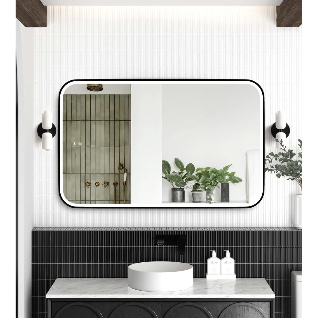 Otti Led Newport 1200X750 Black Metal Frame Mirror