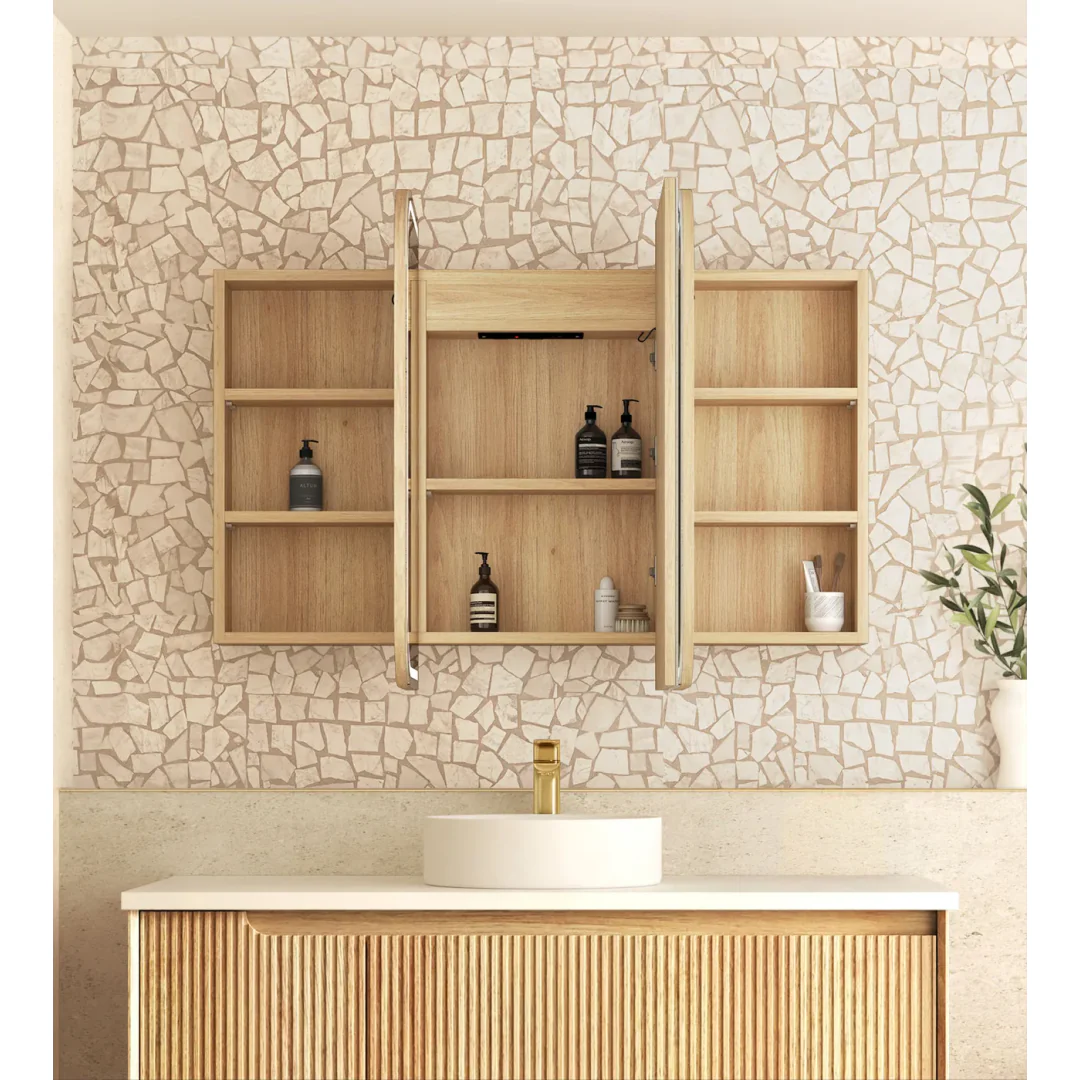 Otti Led Newport 1200X750 Natural Oak Shaving Cabinet - Premium Edition - Image 4