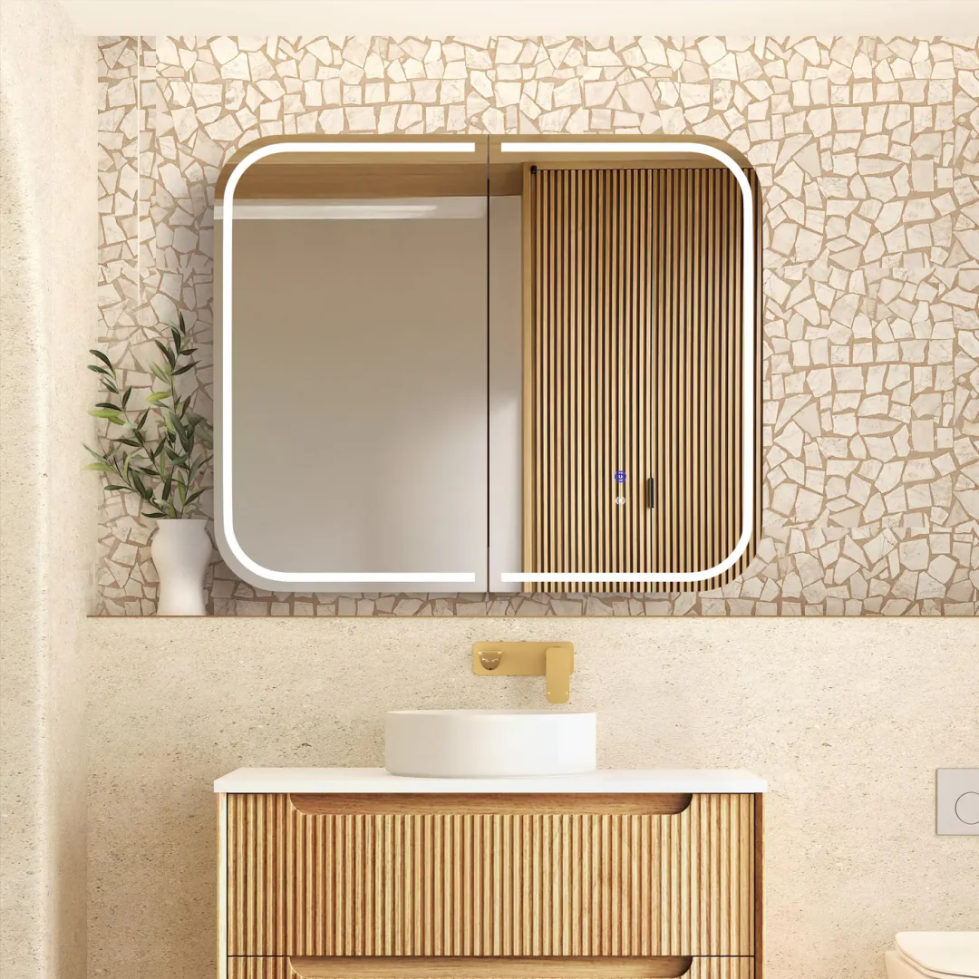 Otti Led Newport 900X750 Natural Oak Shaving Cabinet - Premium Edition - Image 3