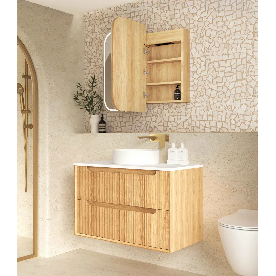 Otti Led Newport 900X750 Natural Oak Shaving Cabinet - Premium Edition - Image 5