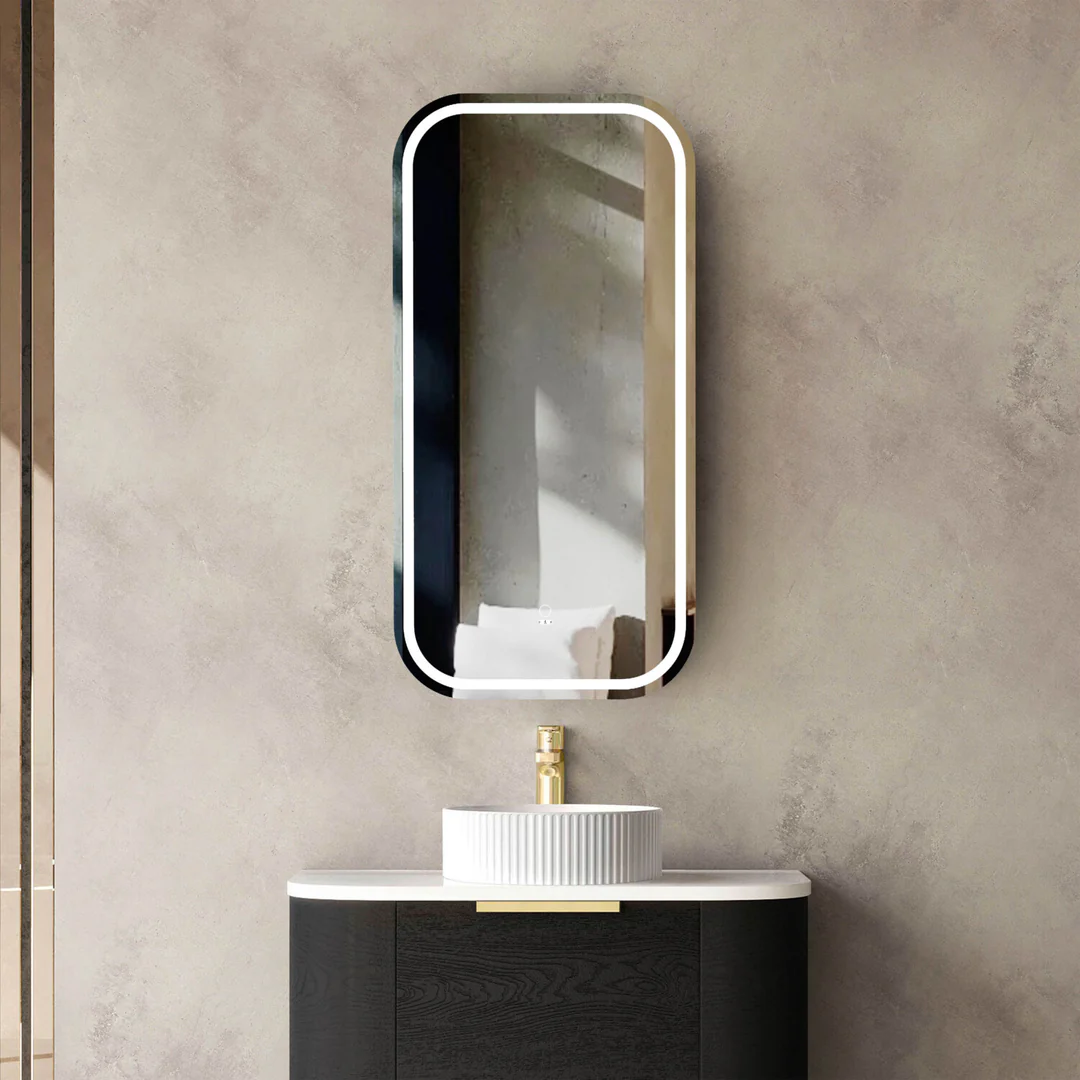 Otti Led Newport Soft Square Shaving Cabinet Black Oak