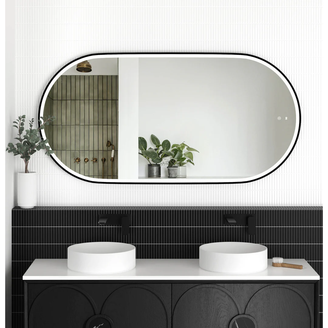 Otti Led Noosa 1500X750 Black Metal Frame Mirror