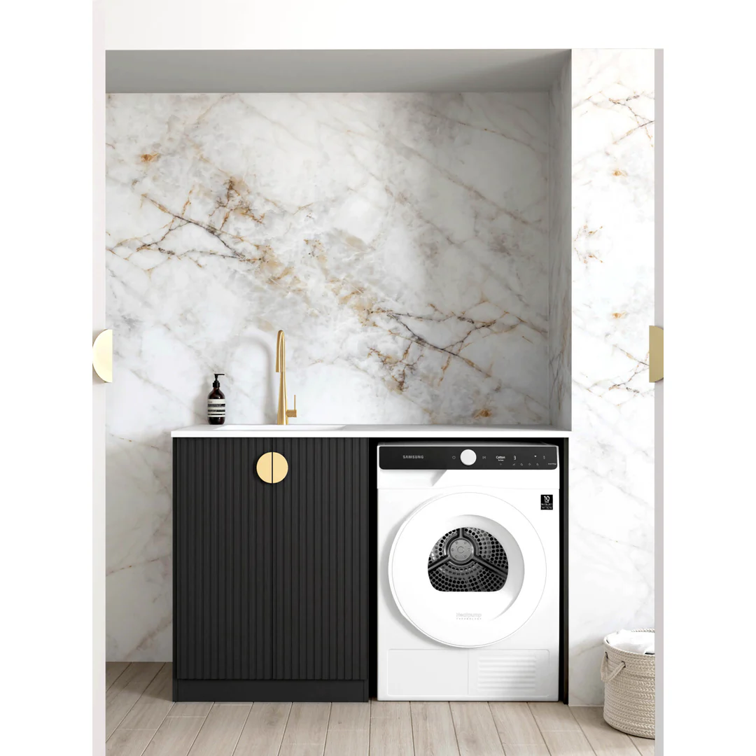 Otti Marlo Black Base Laundry Cabinet With 1300Mm Pure White Top - Image 2