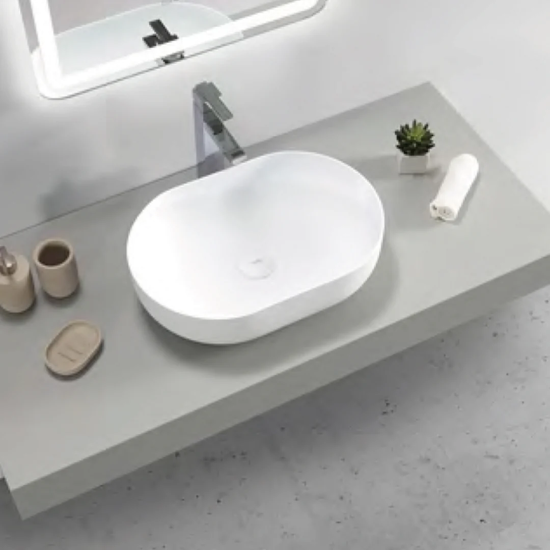 Otti Matte White Portofino Solid Surface Basin 500 X 350 X 135 Mm (No Overflow) - Image 2